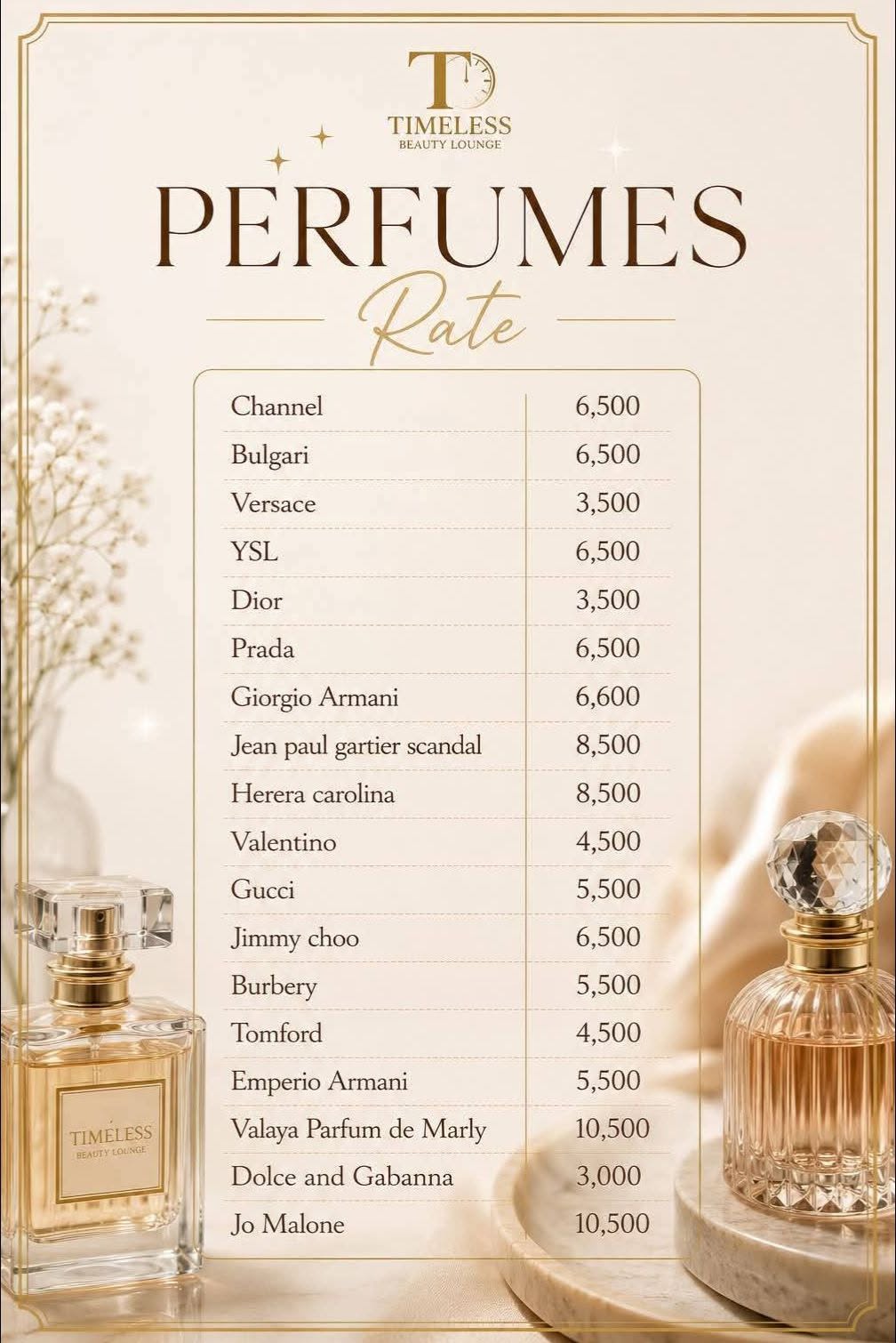 Timeless Beauty Lounge curated luxury perfume collection